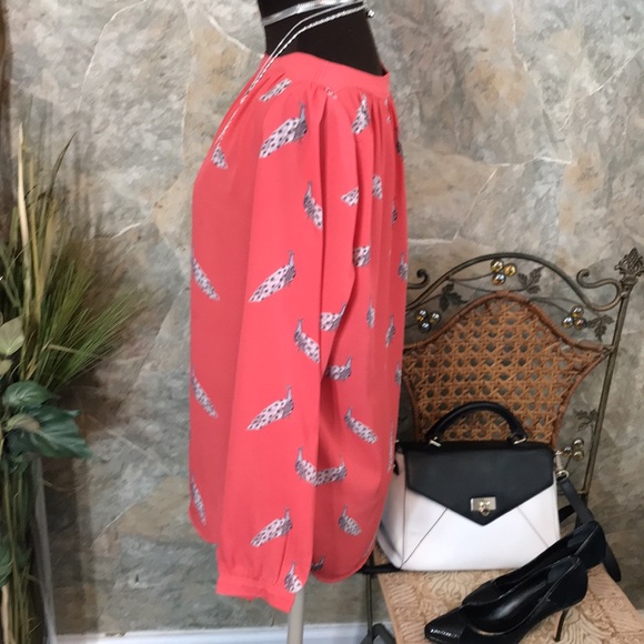 Ann Taylor 🌹 Stunning coral peacock Shirt top blouse tunic - Picture 4 of 8